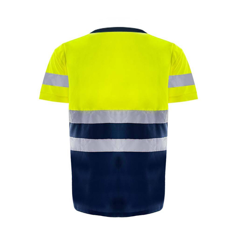 Fluorescent green and navy blue safety T-shirt