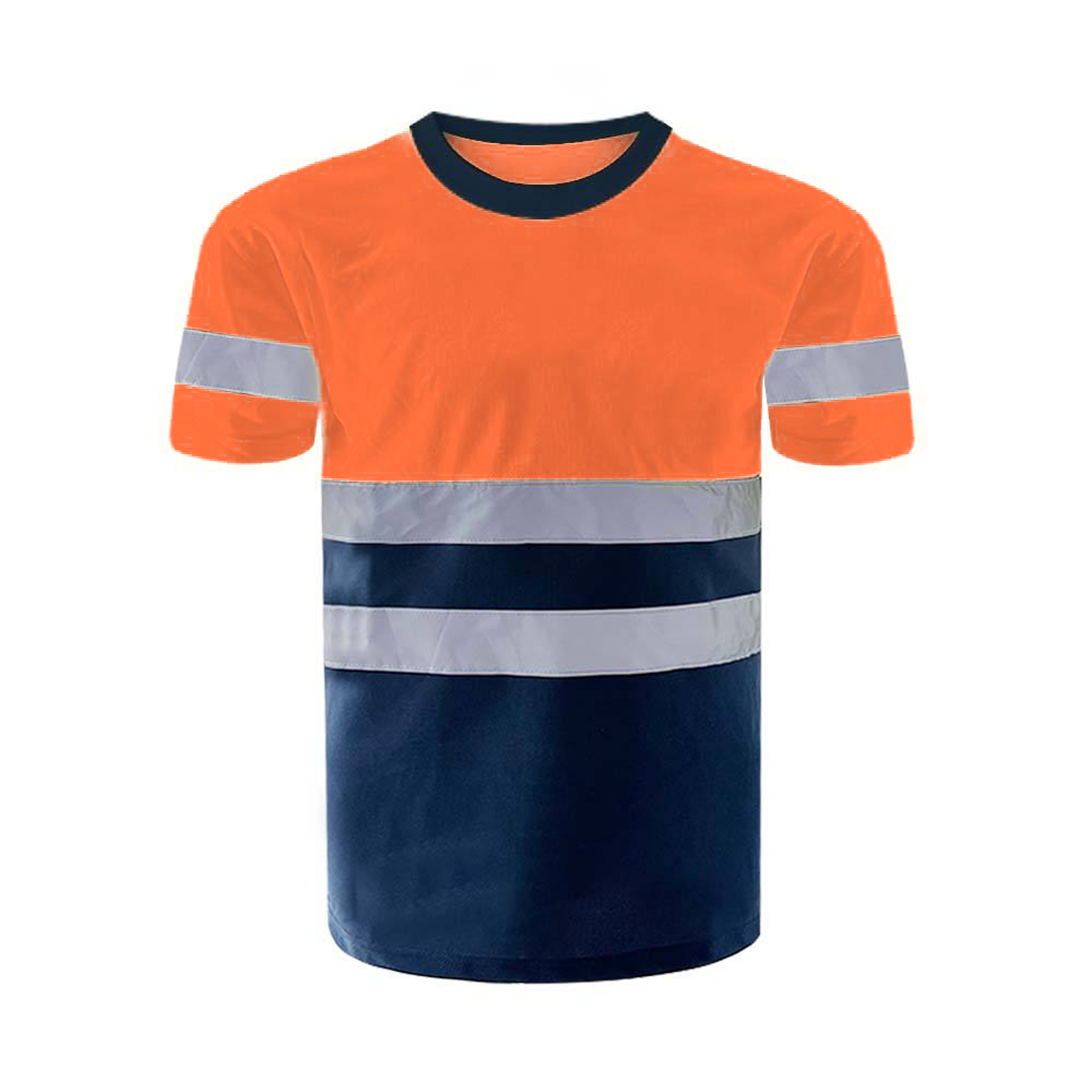 Fluorescent green and navy blue safety T-shirt