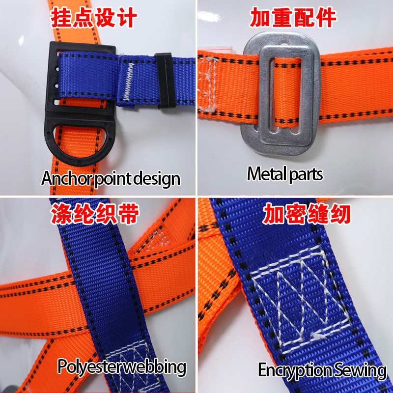Five-point safety harness for high-altitude work